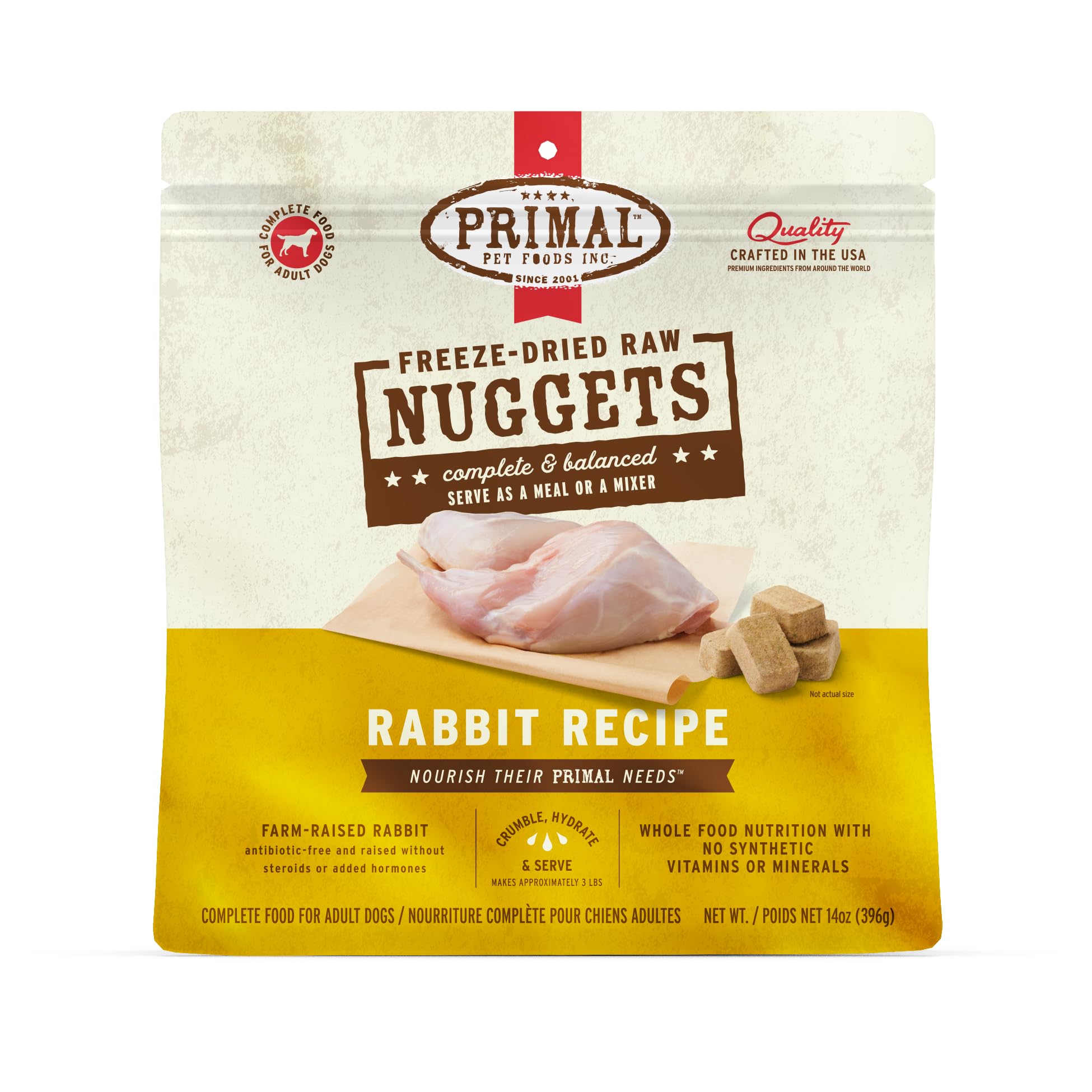 Primal Nuggets de conejo liofilizados para perros: porciones crujientes y completas