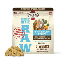 Primal Kibble crudo-secado, bolsa de 5-4 lb, mantiene nutrientes clave.