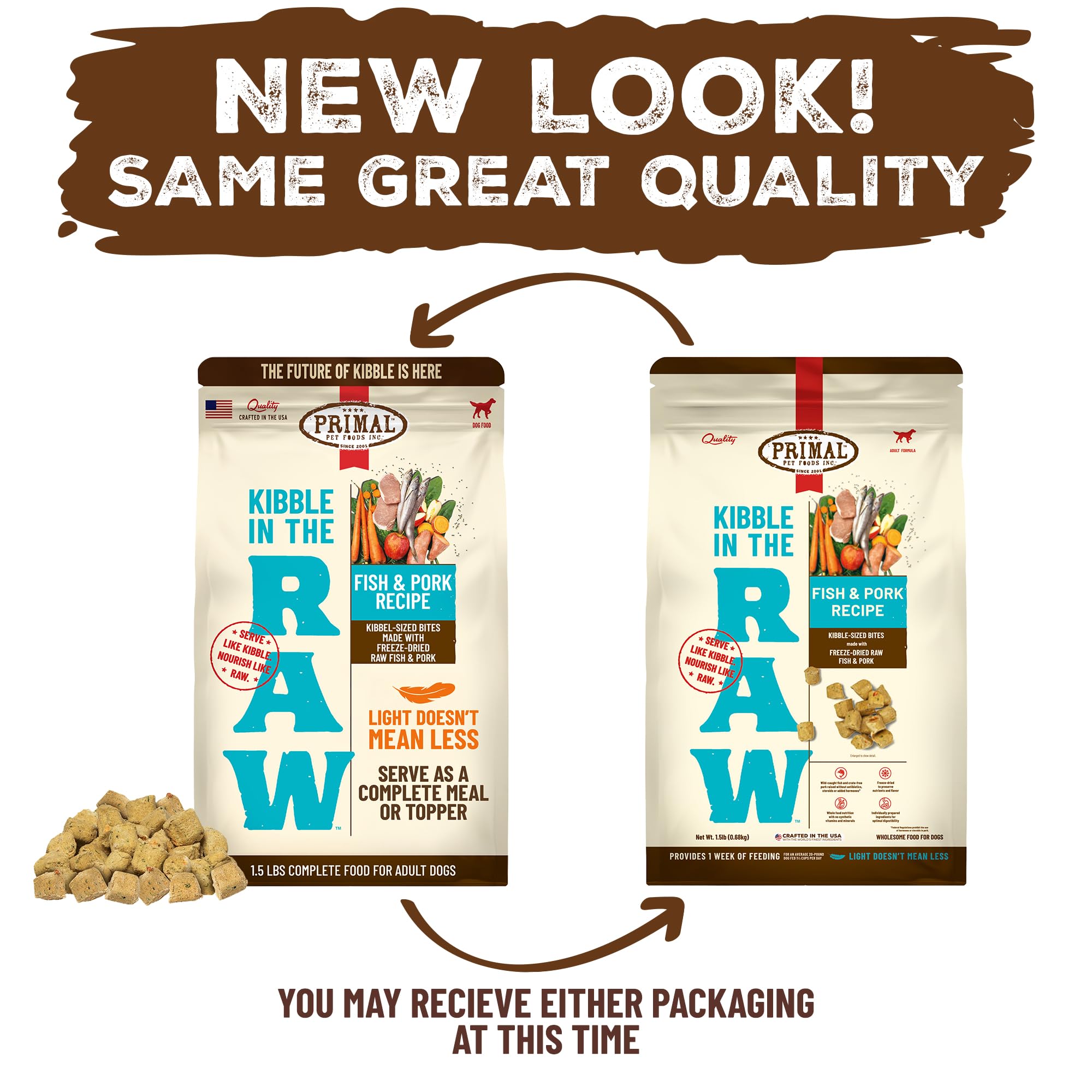 Primal Kibble in the Raw, ideal para uso diario de perros.
