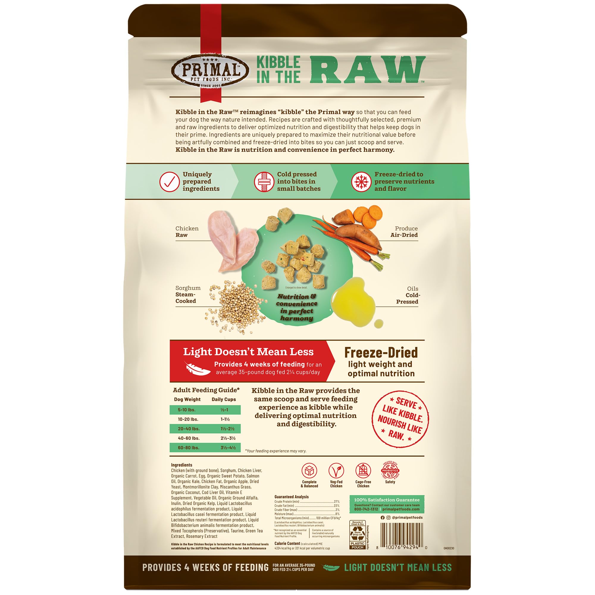 Primal Kibble sabor nutritivo y natural para perros activos.