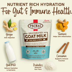 Mezclar Primal Goat Milk Powder con agua tibia para topper cremoso.