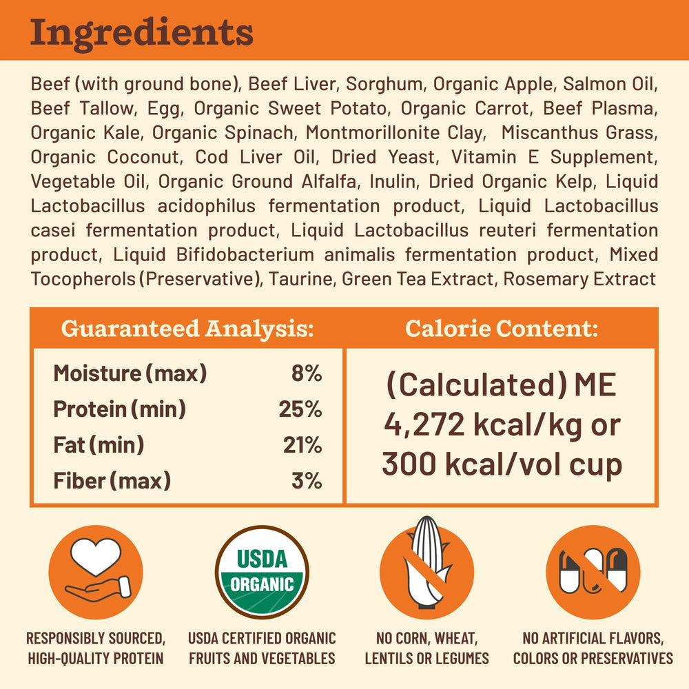 Primal Pet Foods espinaca-zanahoria-col-rizada añade vegetales frescos.