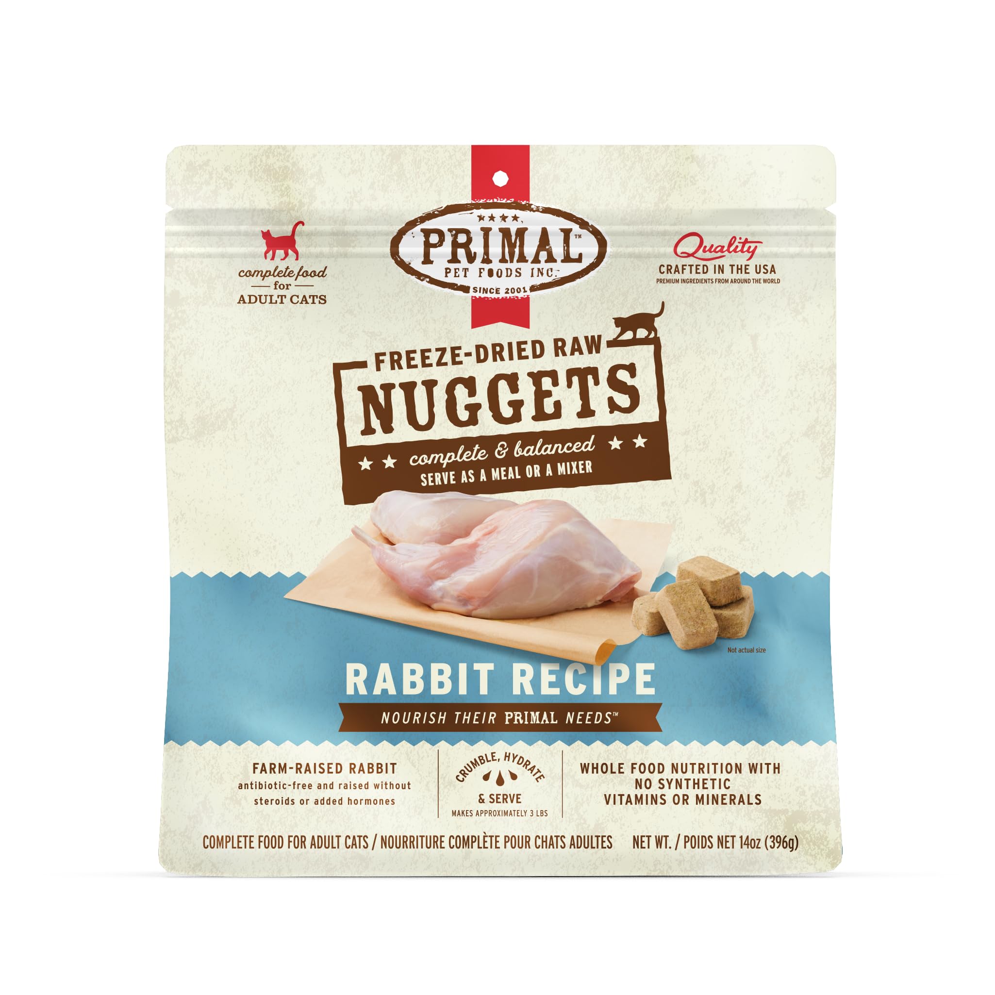 Primal Pet Foods: nuggets de conejo deshidratados en frío para comida completa