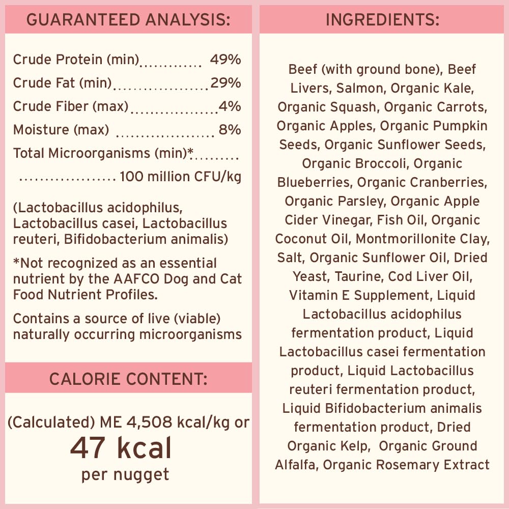 Primal Pet Foods nuggets hecho-en-eeuu con ingredientes reales de calidad.