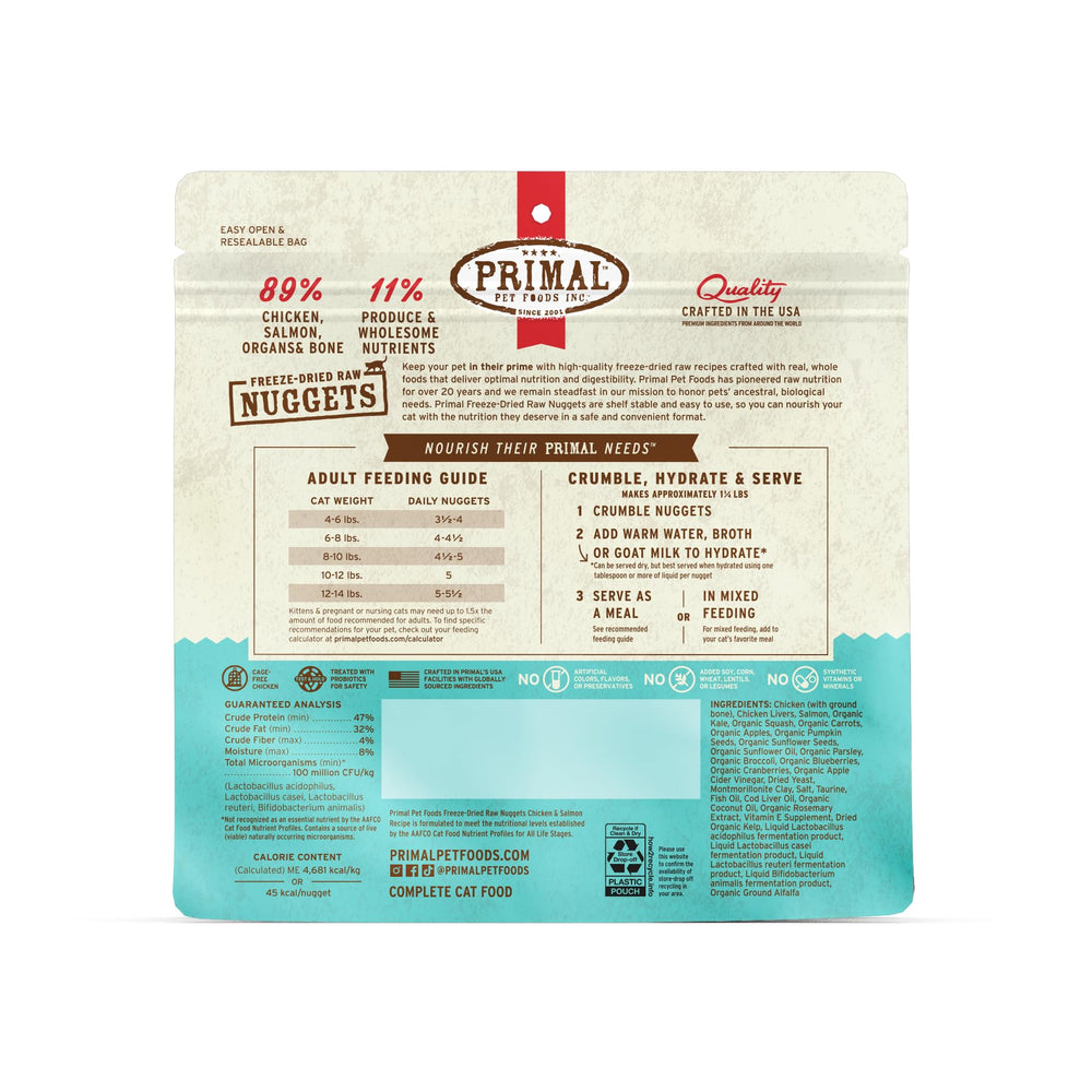 Producto hecho en Estados Unidos, combinación de pollo y salmón para adultos sanos.