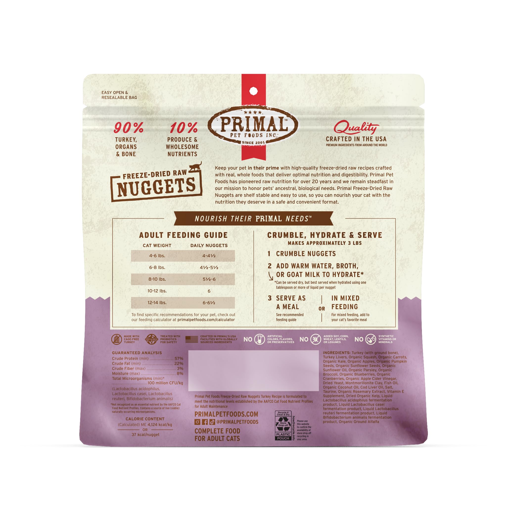 Primal Pet Foods bocados pavo hechos en EE.UU.: calidad de origen