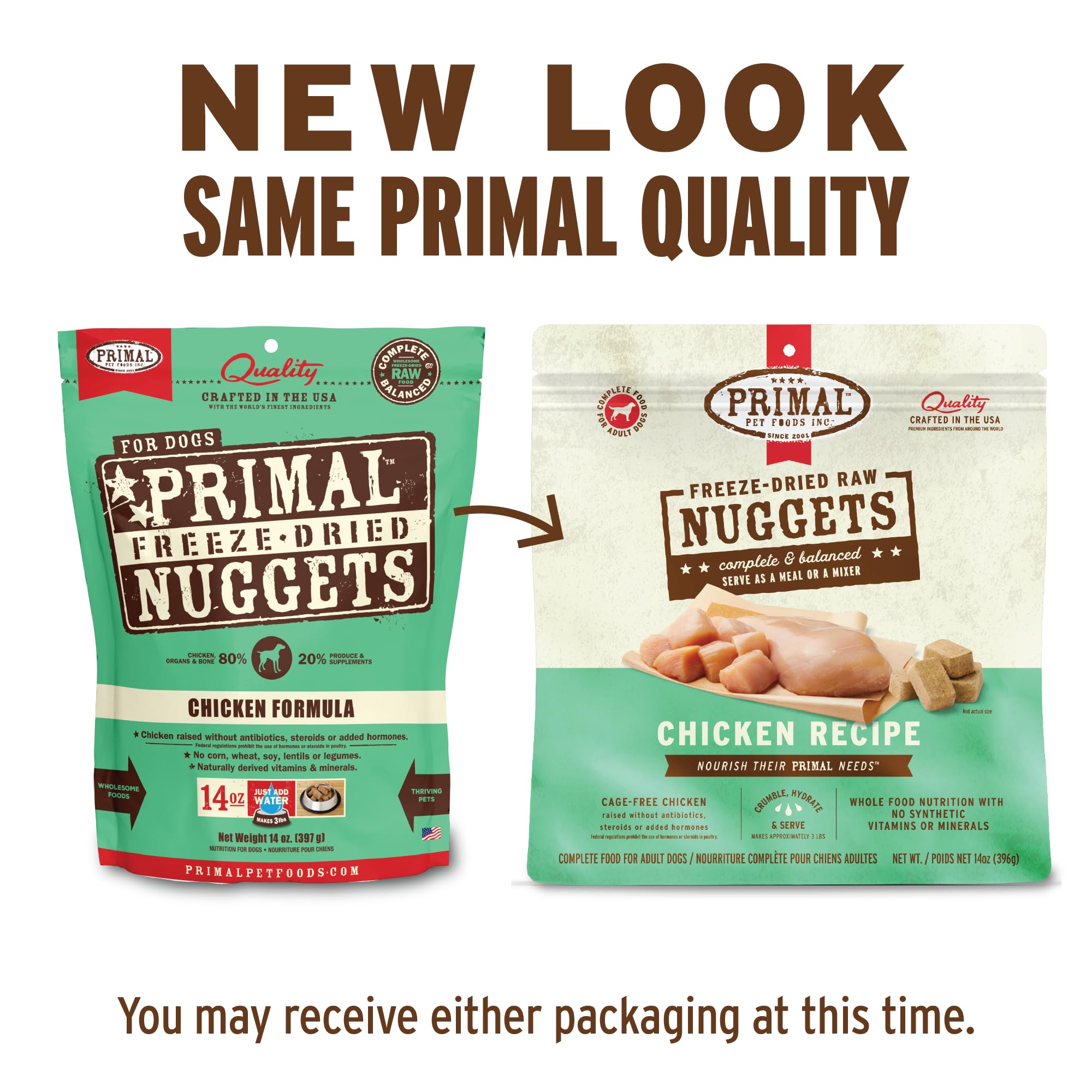 Primal Nuggets crujientes de pollo, perfecto como complemento sabroso para la comida diaria.