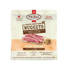 Primal Pet Foods, paquete de trozos liofilizados de cerdo, opción premium para dieta balanceada.