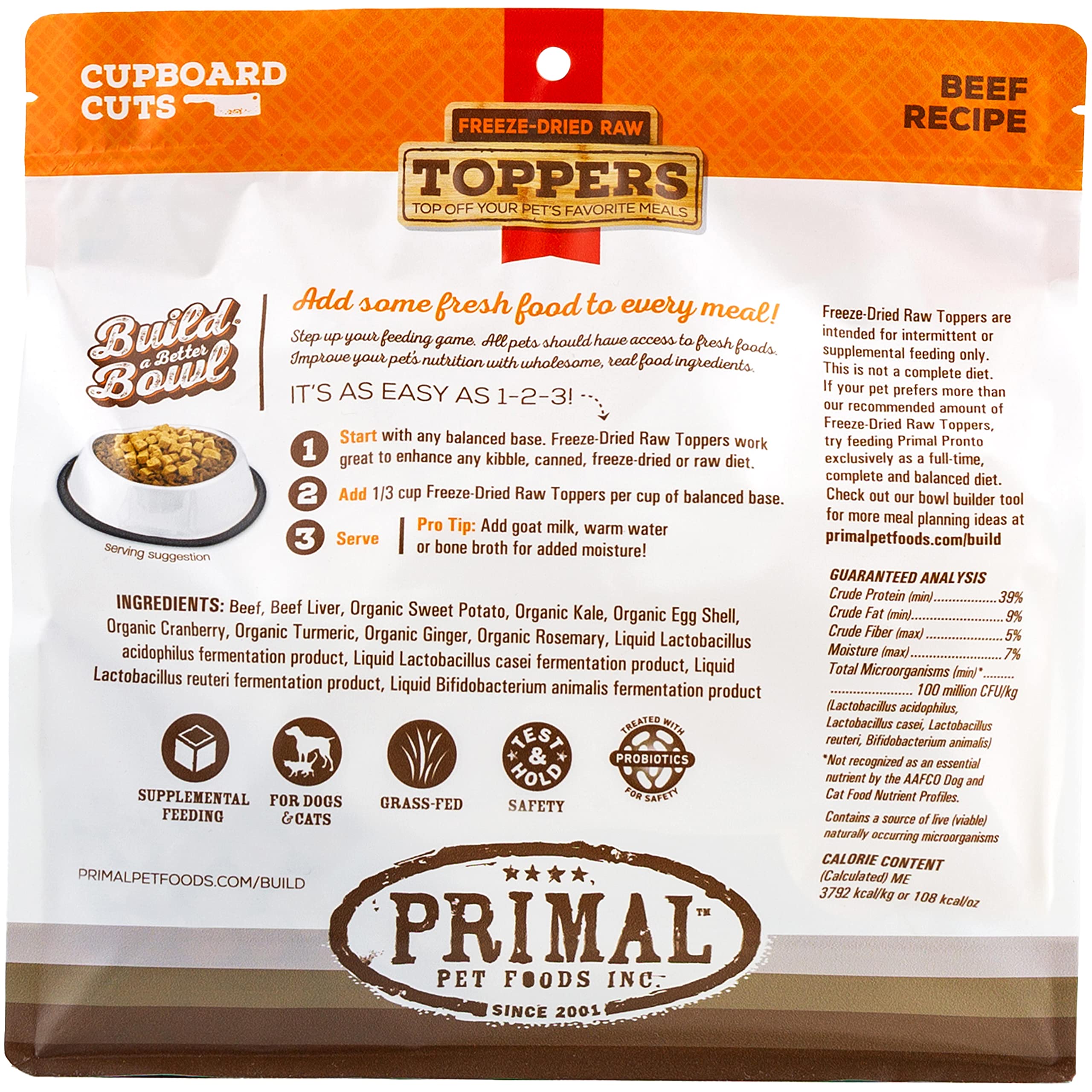 Producto hecho en EE. UU., proteína de alta calidad Primal.