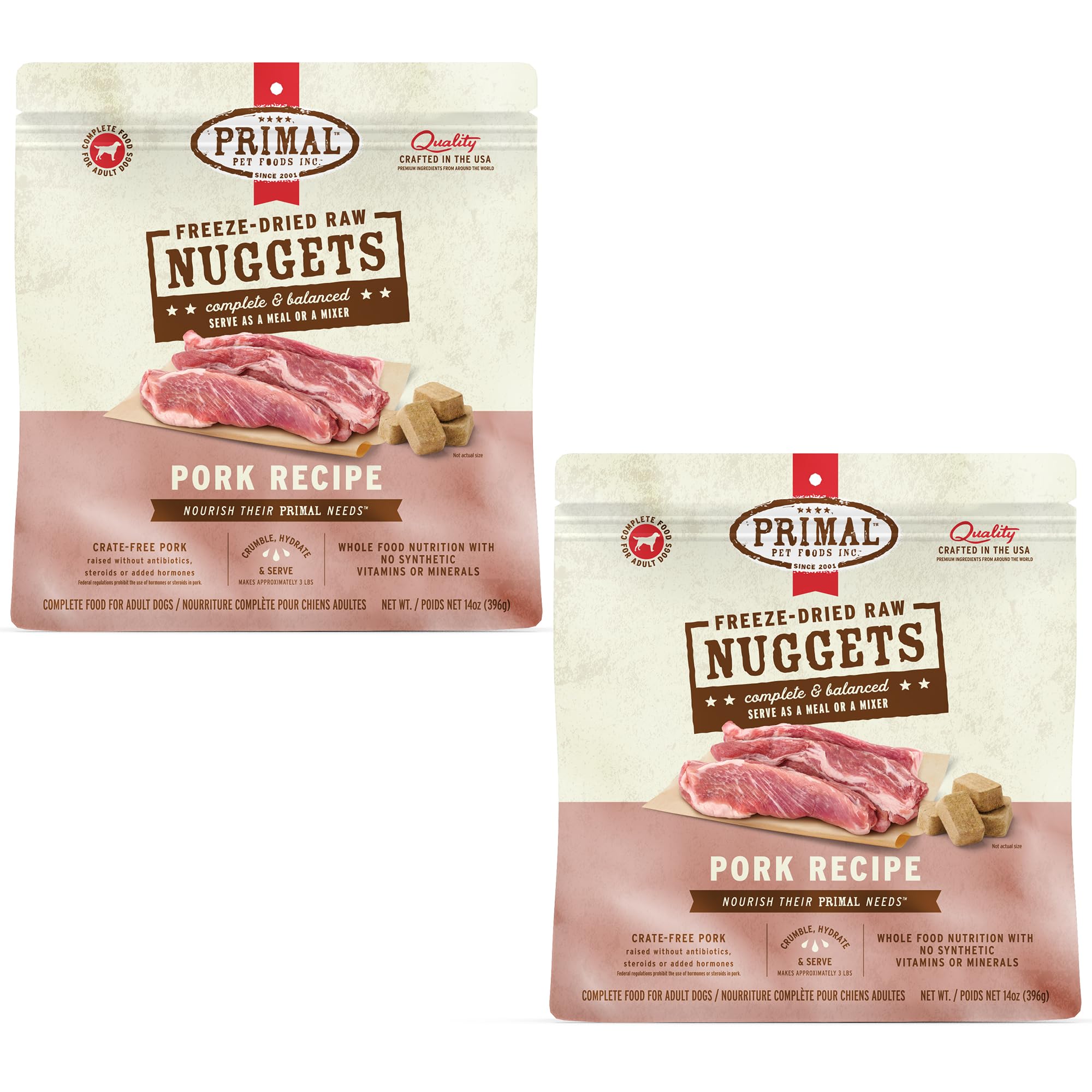 Primal Pet Foods: trozos de cerdo liofilizados listos para servir.