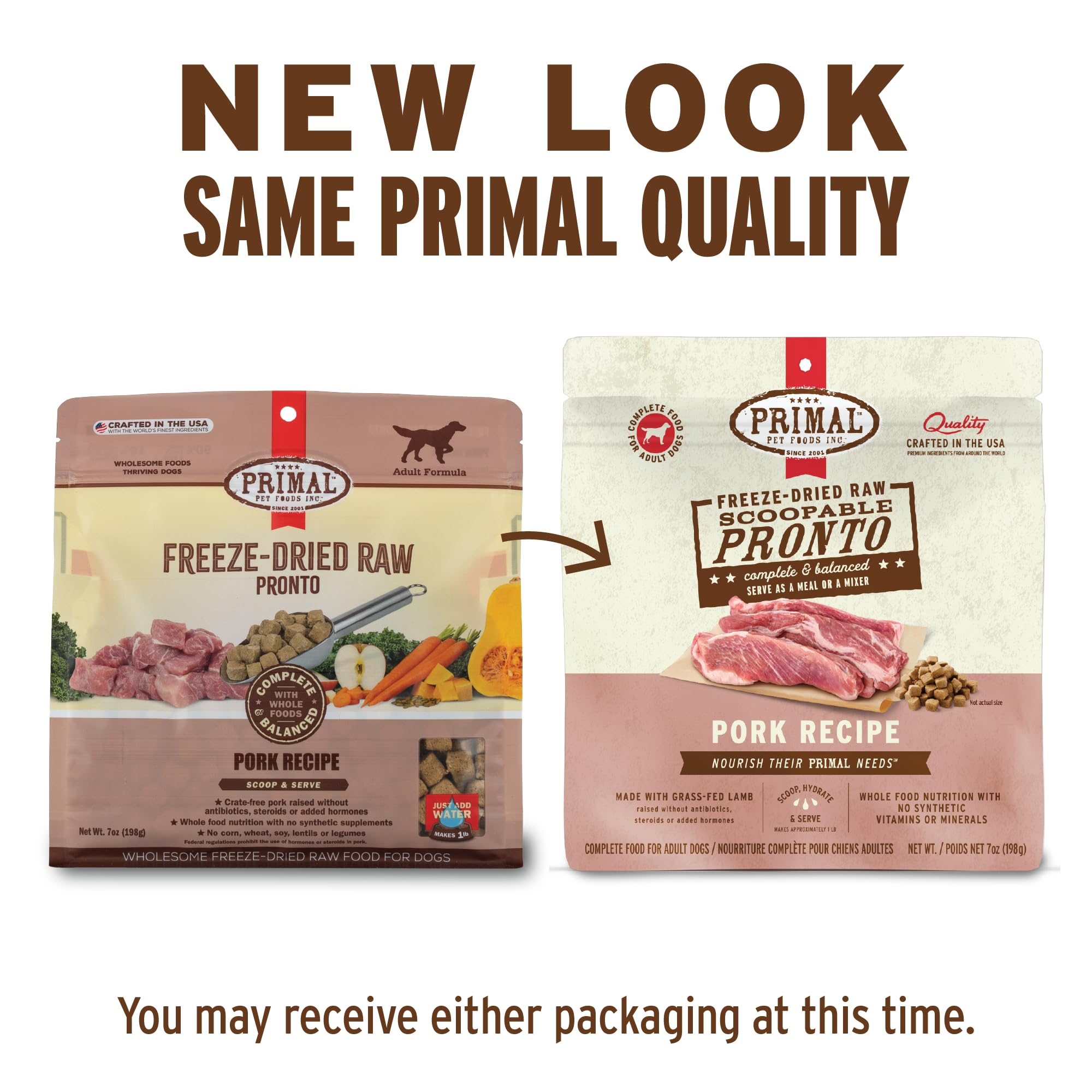Primal Pronto Nuggets ingredientes naturales con frutas y verduras orgánicas certificadas.