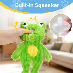 Prime Pets rana peluche ideal para persecuciones y juegos en casa.