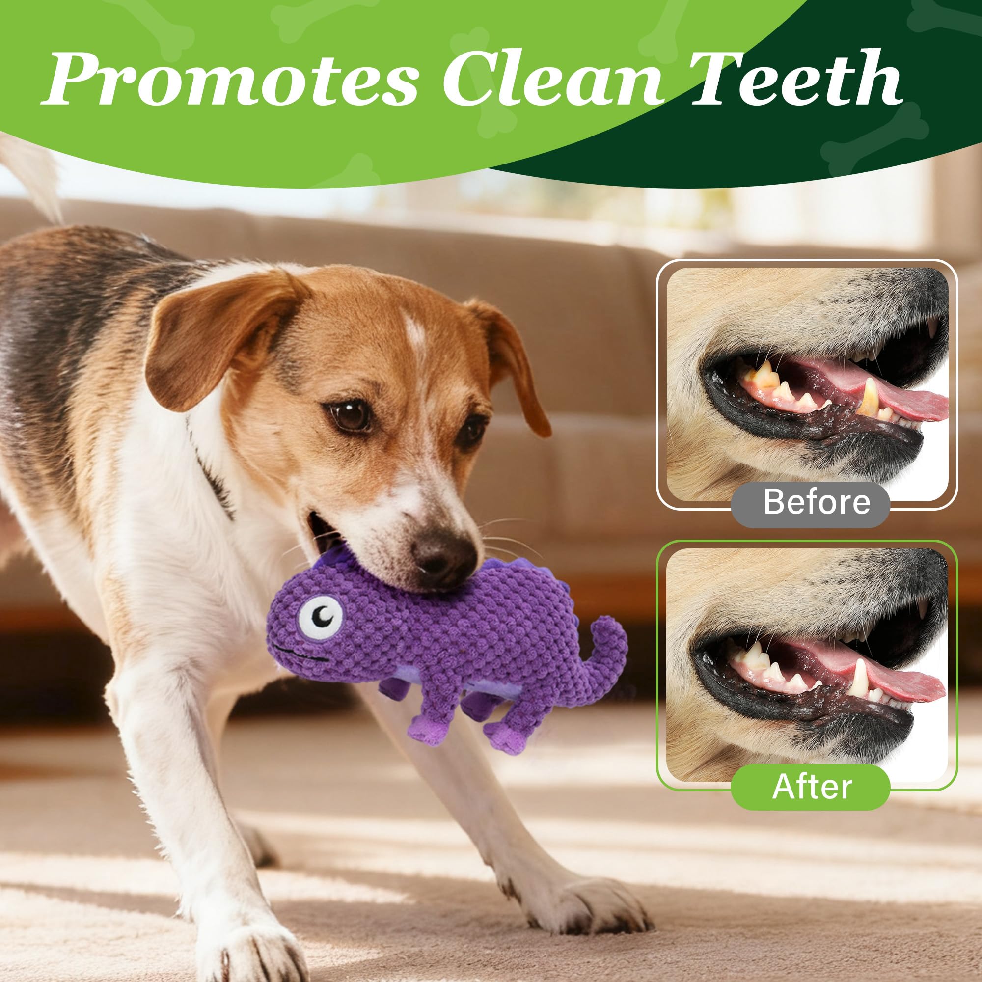 Prime Pets Juguete camaleón morado para perros: colores vibrantes