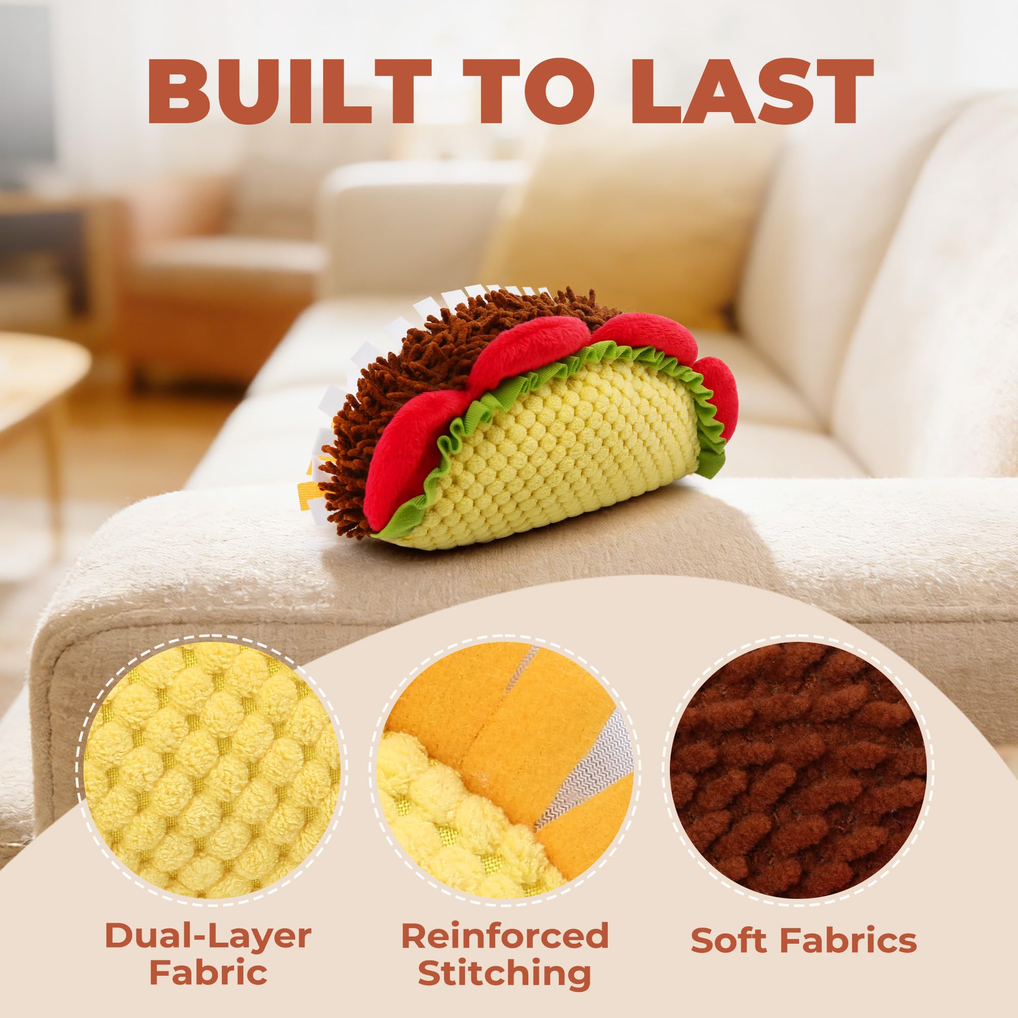 Taco de peluche Prime Pets para juegos en interiores