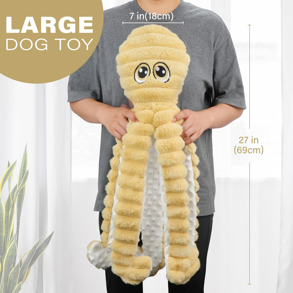 Prime Pets Pulpo XL, cabeza con chirrido suave para estimular el juego.
