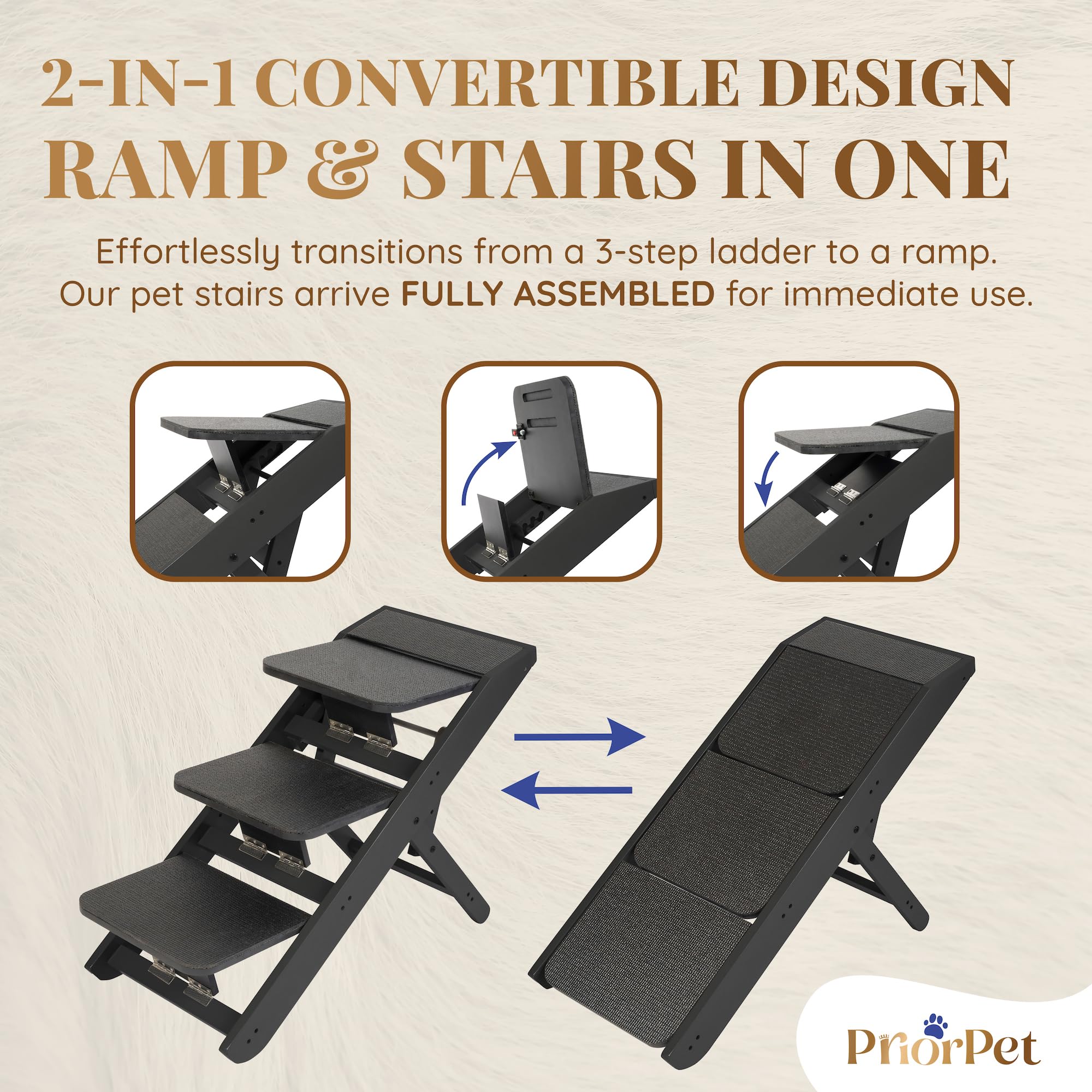 PriorPet rampa de perro con madera de abedul y estructura estable
