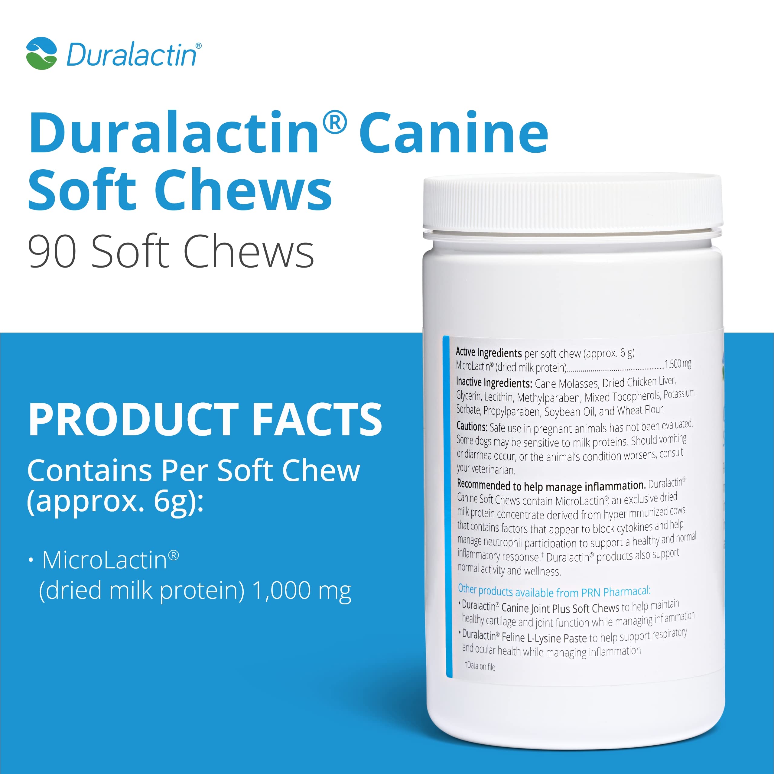 Masticables PRN Duralactin sabor pollo-hígado, sabor agradable para mascotas.