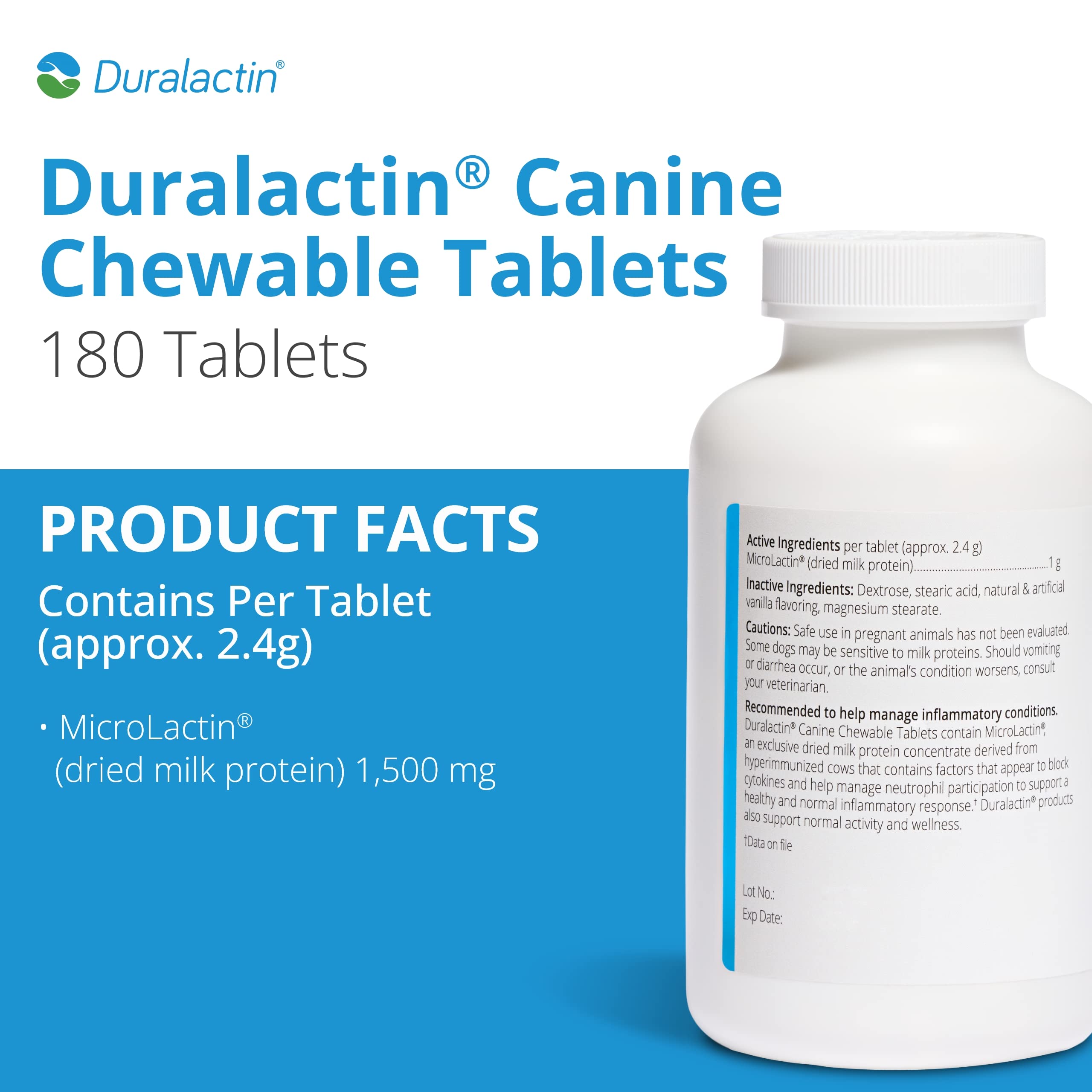 PRN Duralactin tabletas vainilla para perro, facilita la toma diaria y sabor agradable.