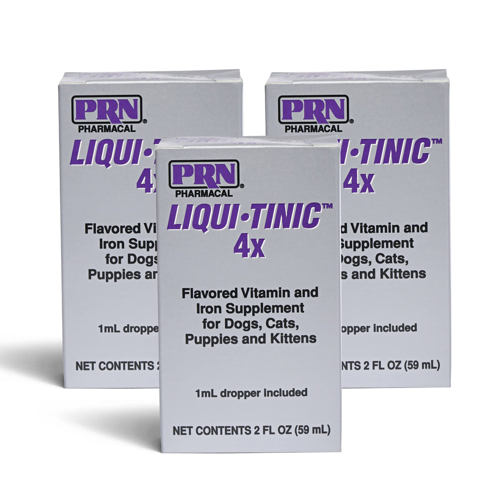 PRN Liqui-Tinic 4X en botella con sabor a hígado para facilitar la suplementación diaria