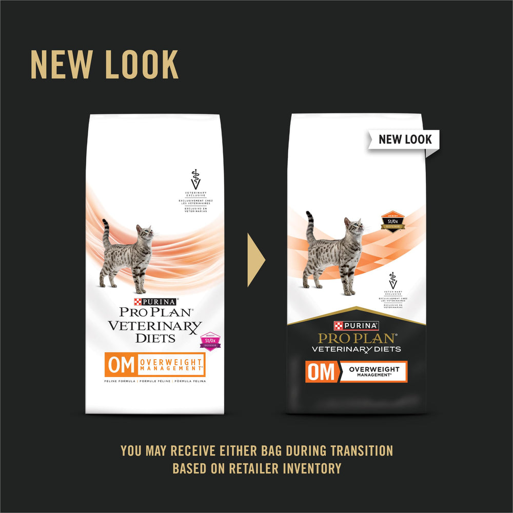 Purina OM frente a la bolsa con croquetas secas para gatos