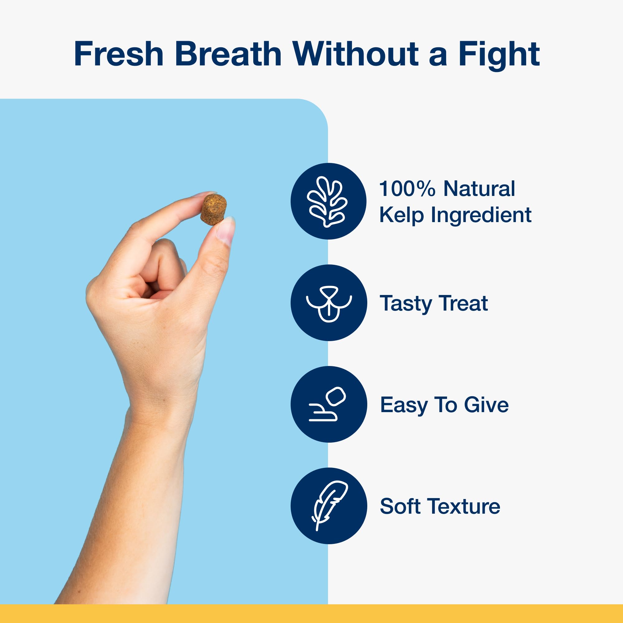 ProDen PlaqueOff Soft Chews con kelp natural, ingrediente clave para la salud bucal.