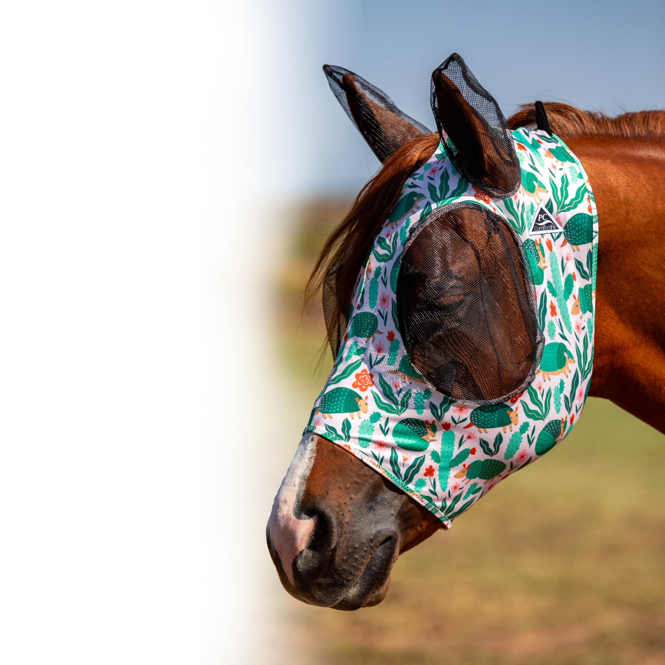 Professional's Choice Comfort-Fit Fly Mask para caballo con malla ocular y orejas, visión clara
