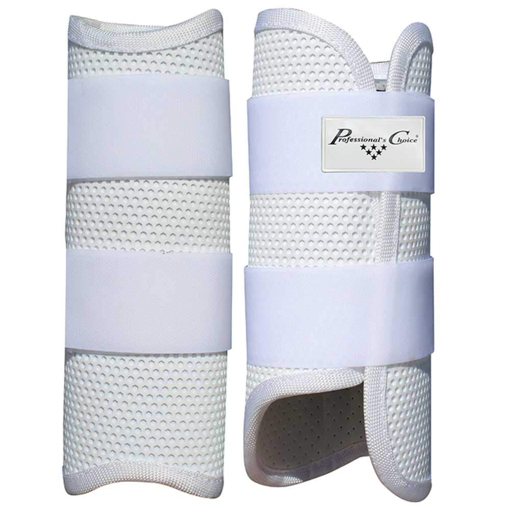 Professional's Choice Pro Performance Elite XC Boots, vista trasero blanco, protección estable para la pierna trasera.
