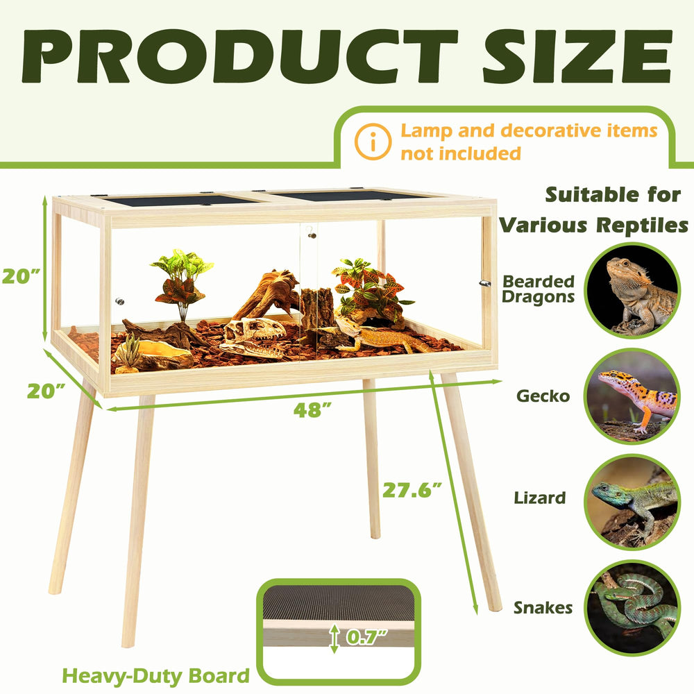 PROLEE tanques reptil madera con patas elevadas para limpieza y acceso