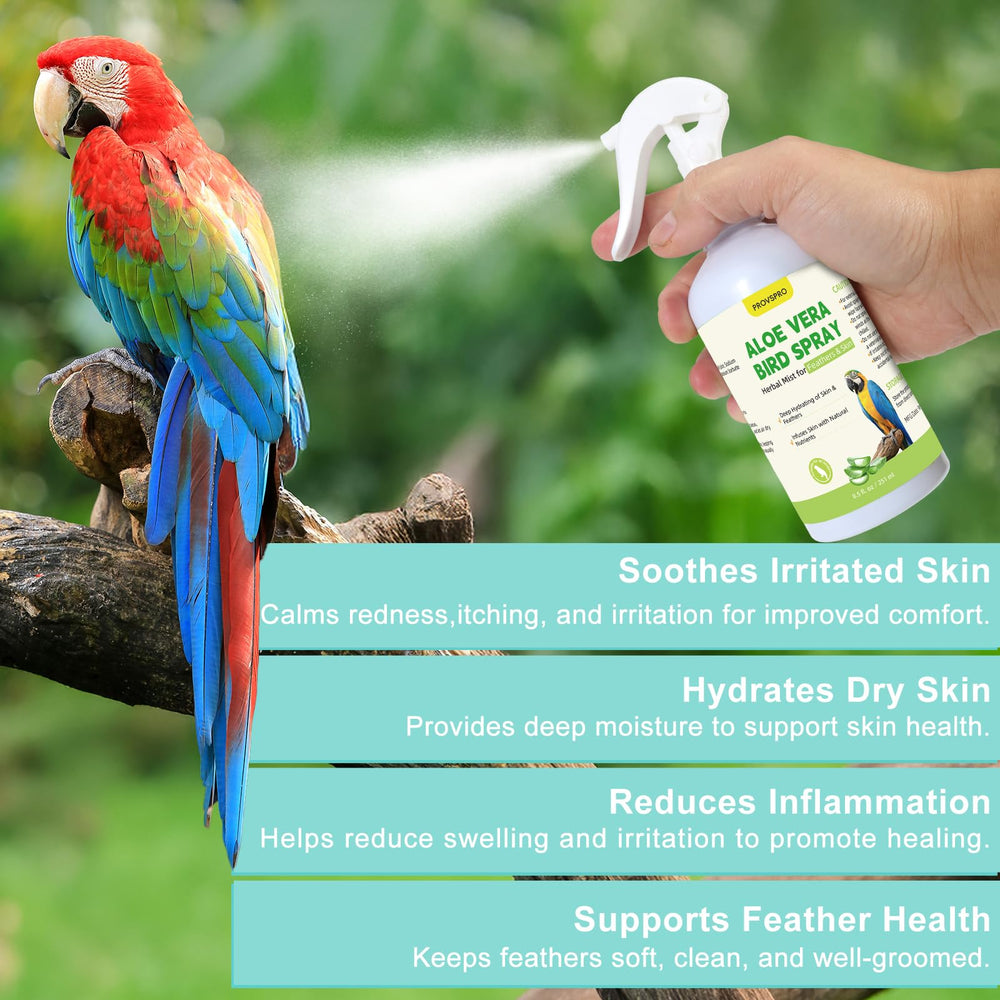 provspro rociador de Aloe Vera para aves, pulverización suave sobre plumas para confort diario.