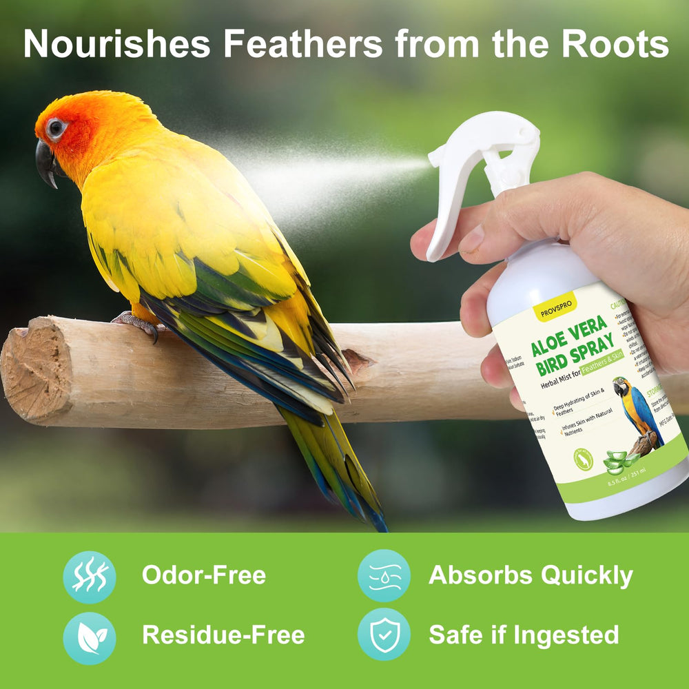 provspro rociador de Aloe Vera para aves, fórmula libre de químicos para plumas sanas y brillantes.