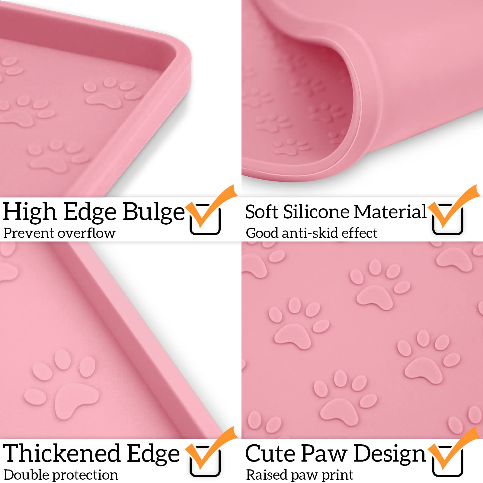 Tapis avec bord élevé PTlom rose empêche les aliments de déborder sur le sol.