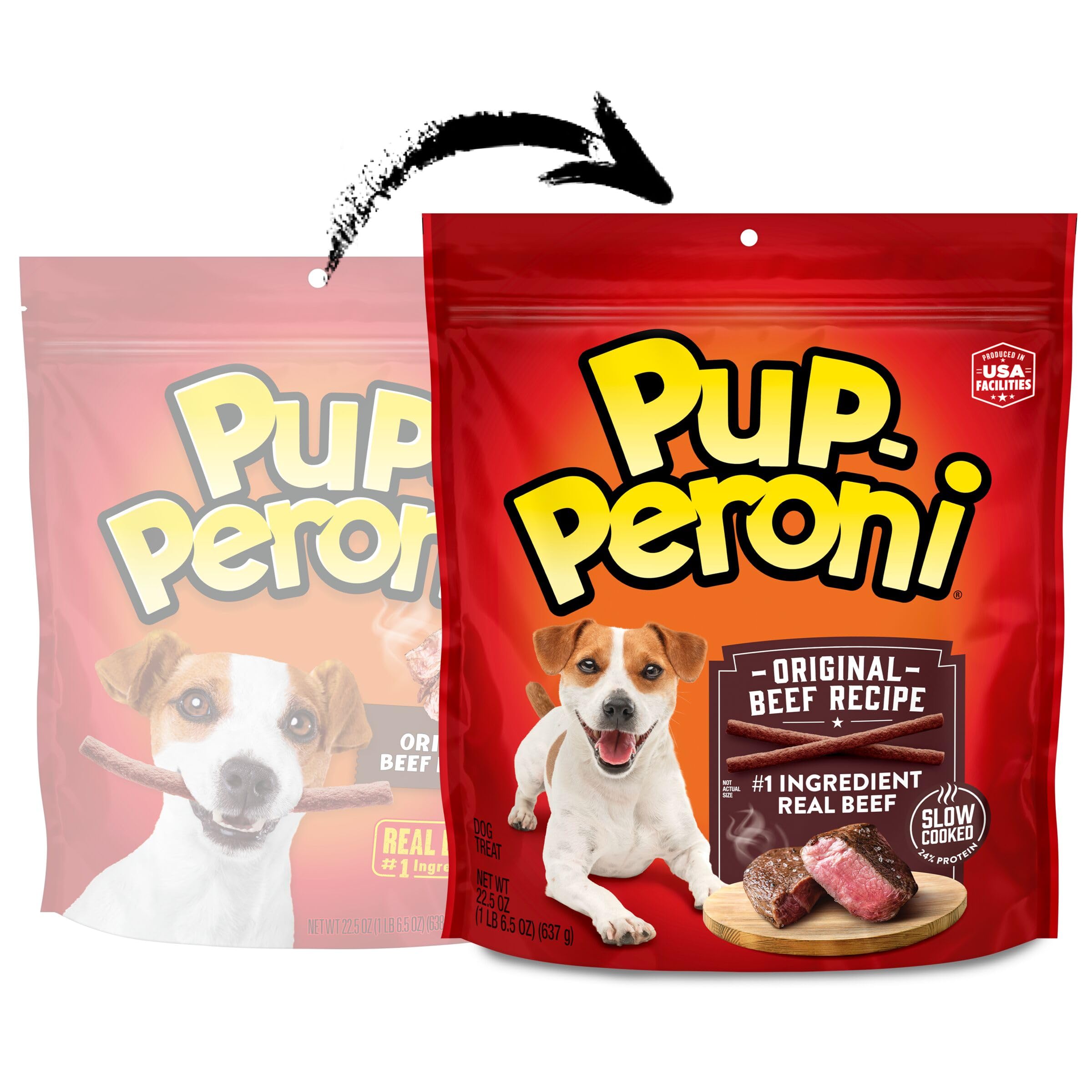 Pup-Peroni Original Boeuf – premier ingrédient boeuf réel, protéine gourmande et naturelle.