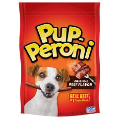 Premios Pup-Peroni de res para perros, paquete de 4, ideal para entrenamientos.
