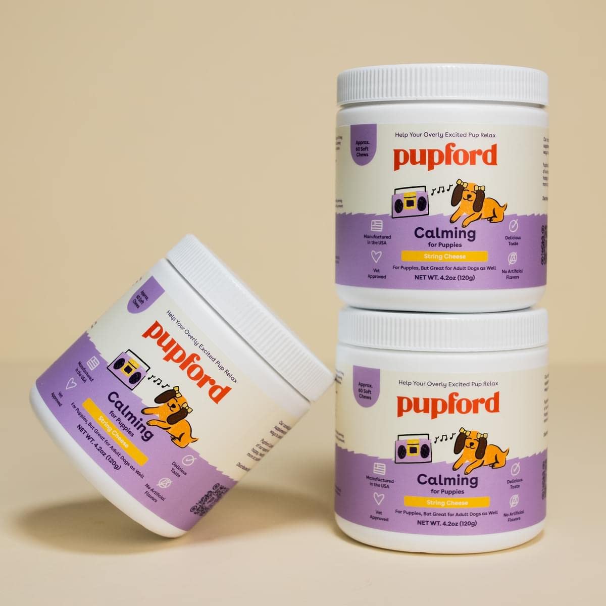Pupford Calm hecho en Estados Unidos con ingredientes de calidad.