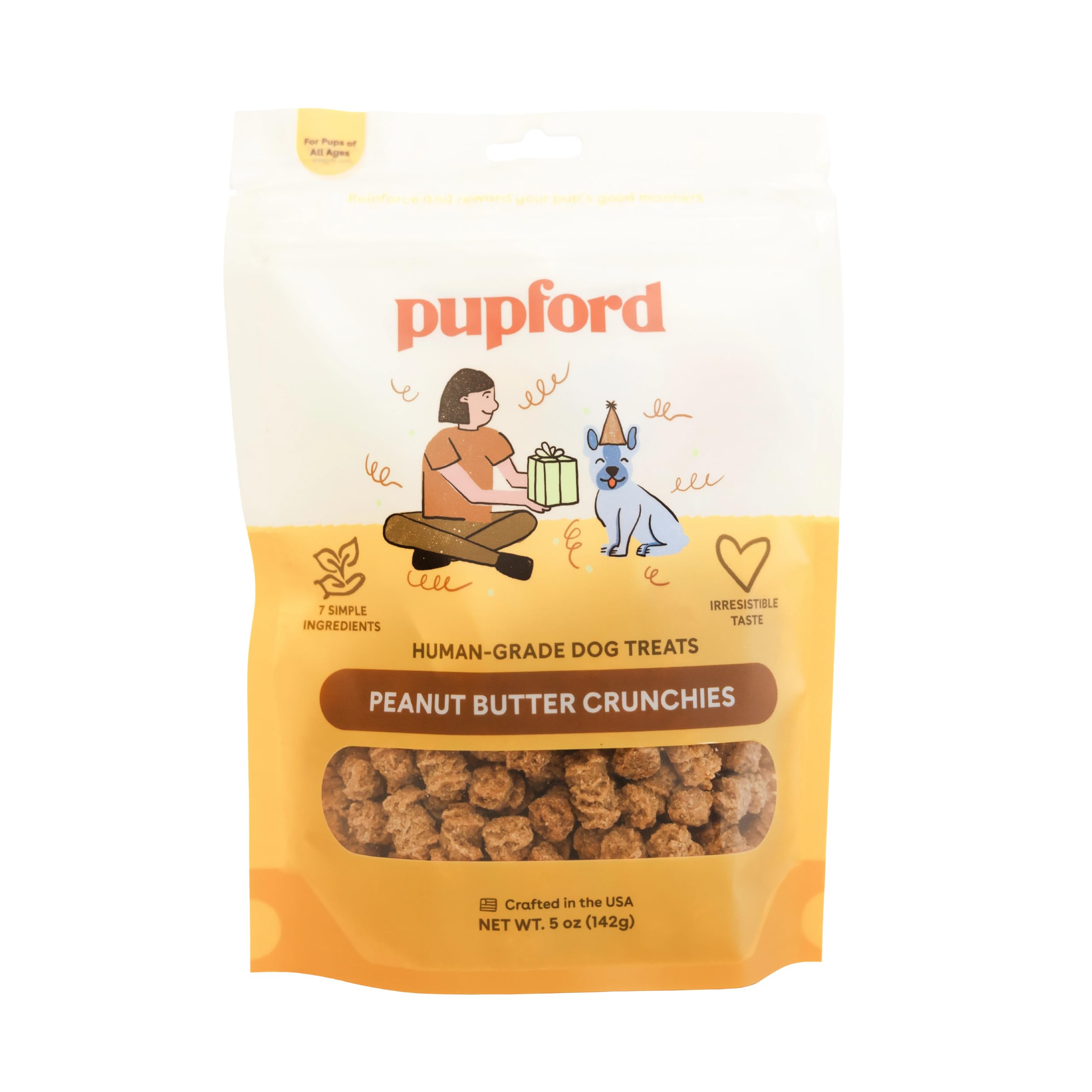 Pupford crujientes de mantequilla de maní en empaque: snack sabroso para perros