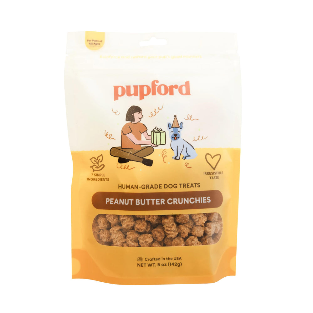 Pupford crujientes de mantequilla de maní en empaque: snack sabroso para perros