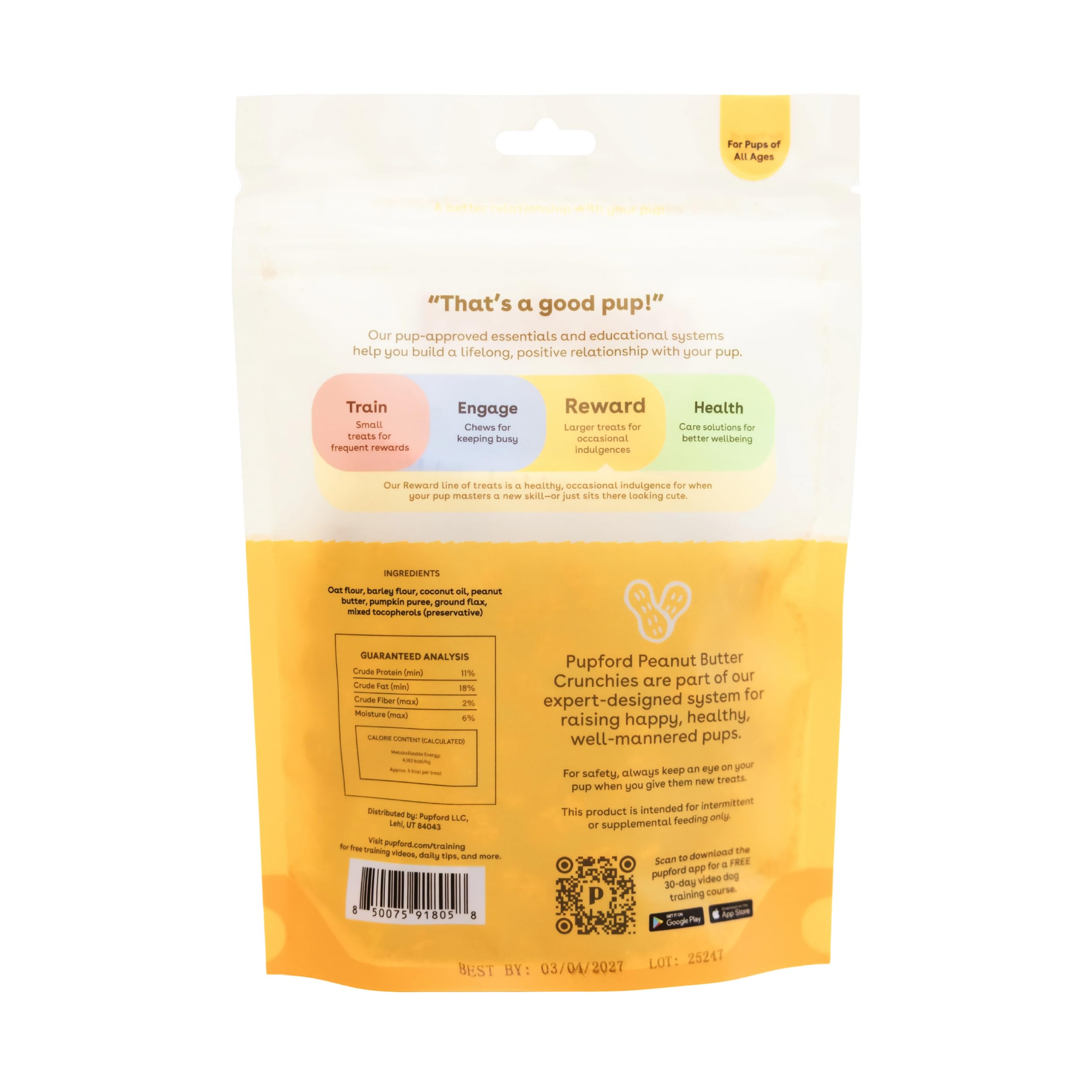 Lista de ingredientes Pupford: crujientes sin azúcares innecesarios para perros