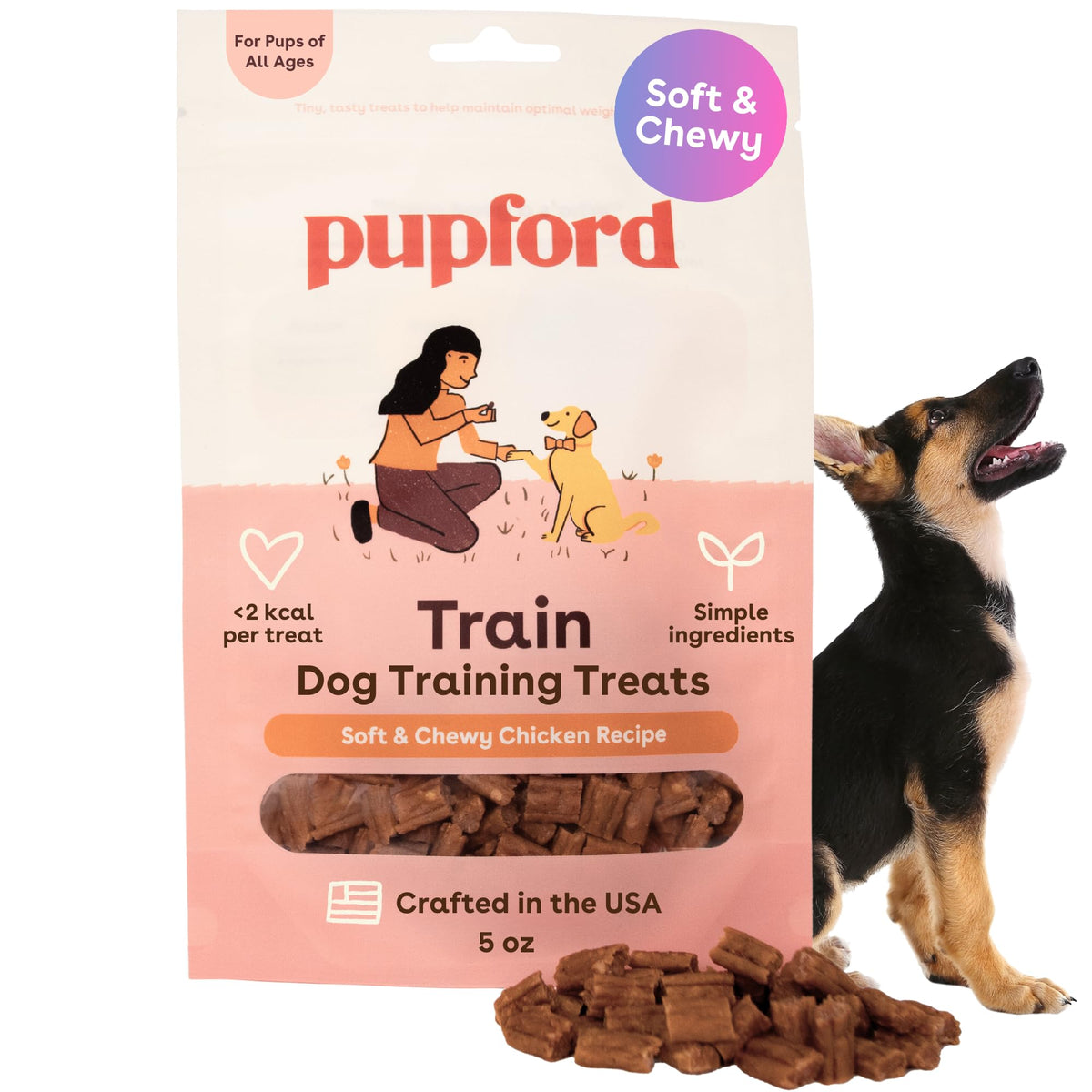 Golosinas suaves Pupford para entrenamiento de perros, ideales para reforzar conductas.