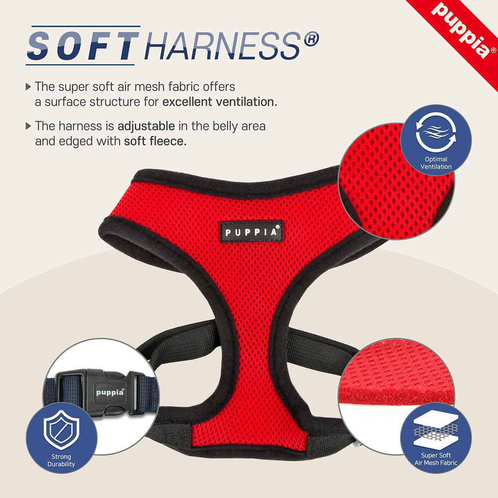 Puppia arnés suave ajustable para talla media y buen ajuste.
