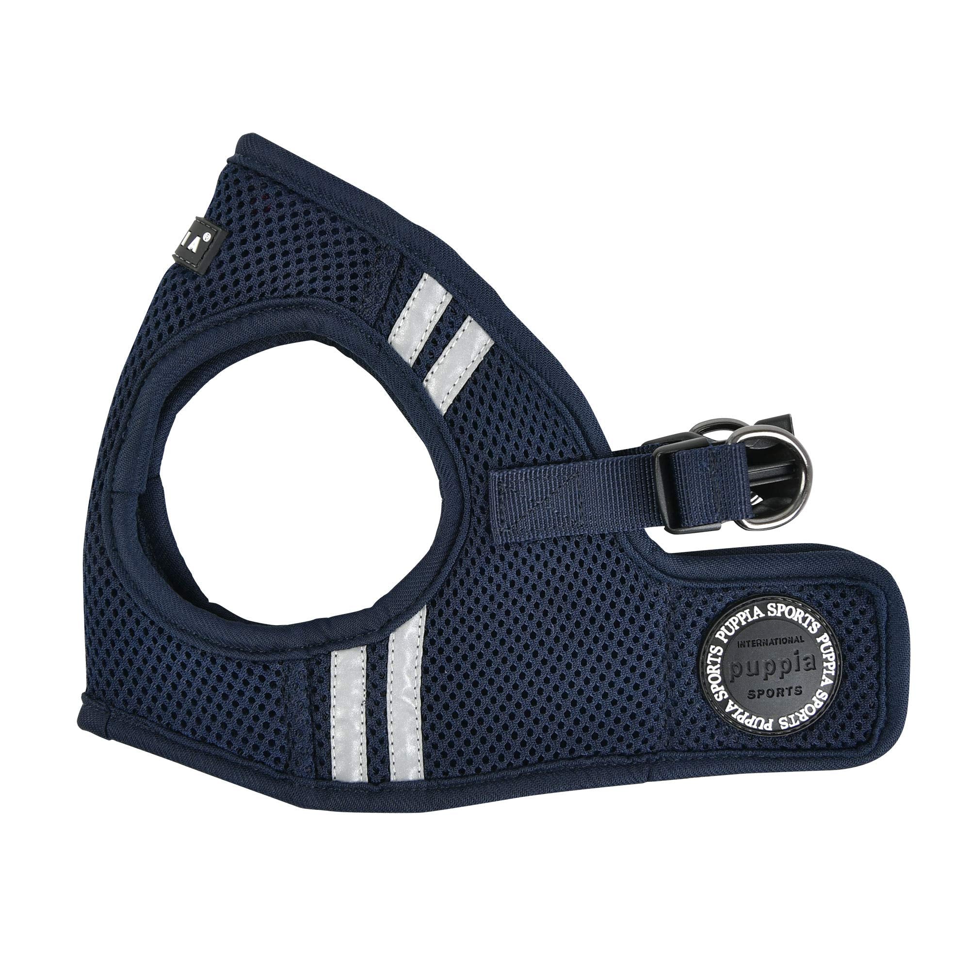 Relleno interior suave del arnés Puppia Soft Vest Pro en azul marino para caminar largo
