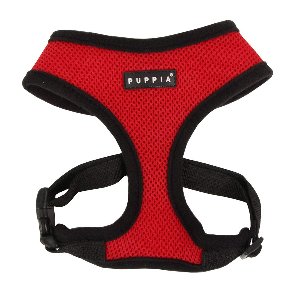 Arnés Puppia suave para perros, rojo, frontal para mayor comodidad en el paseo