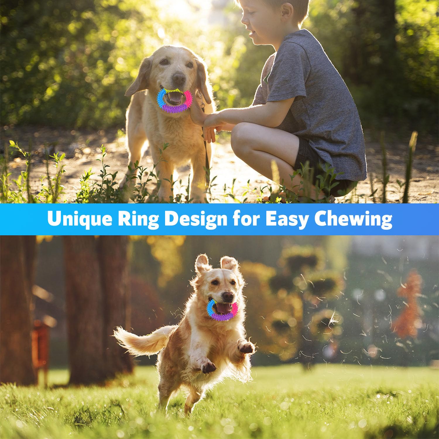 puppy-teething-rings colores vivos para localización y juego interactivo