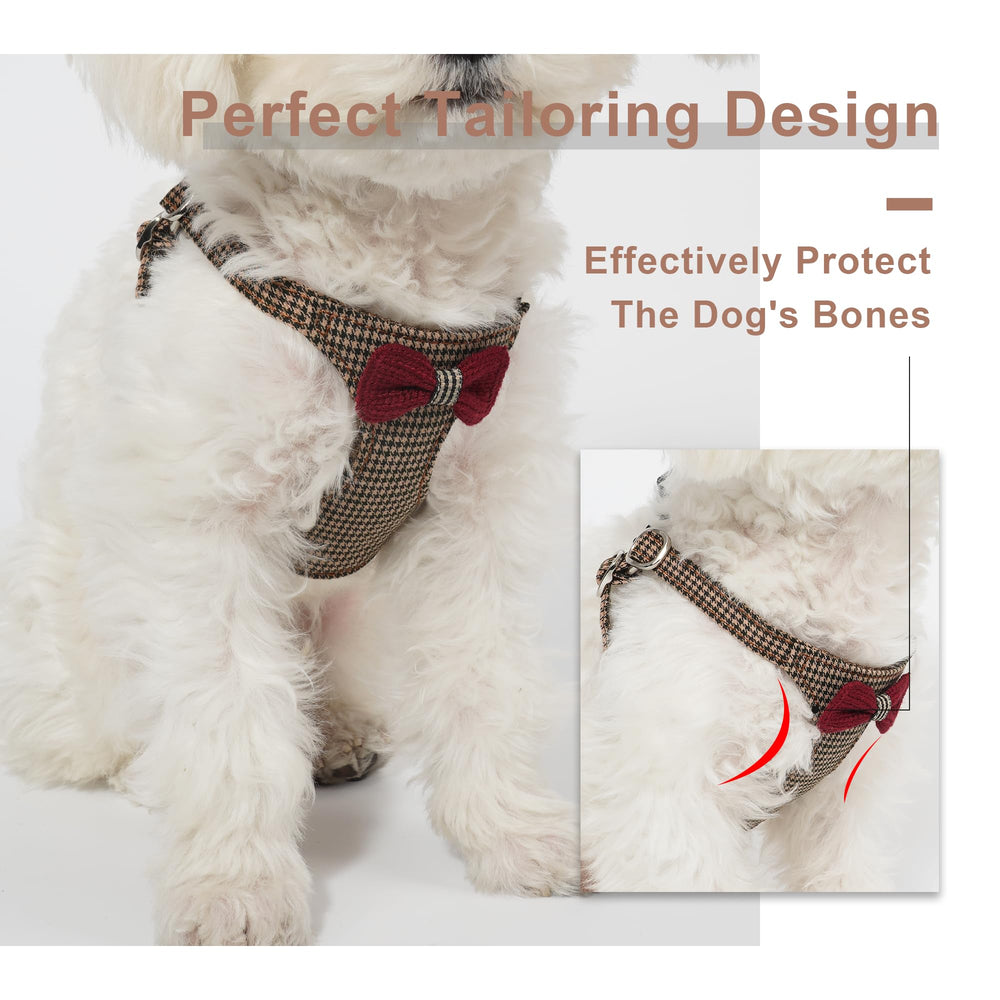 Arnés Puppytie con diseño tejido marrón para estilo cómodo.