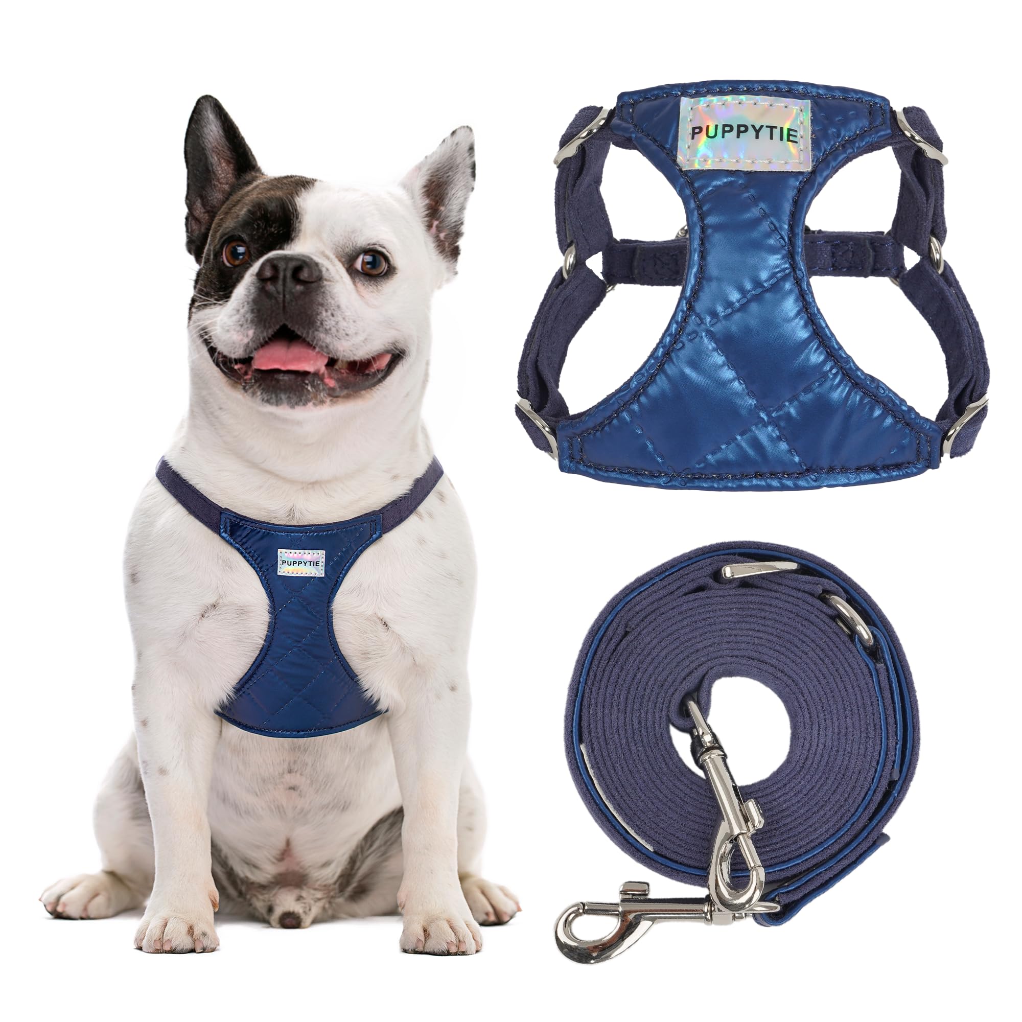 Arnés Puppytie sin tirones para perros pequeños, cómodo y ligero.