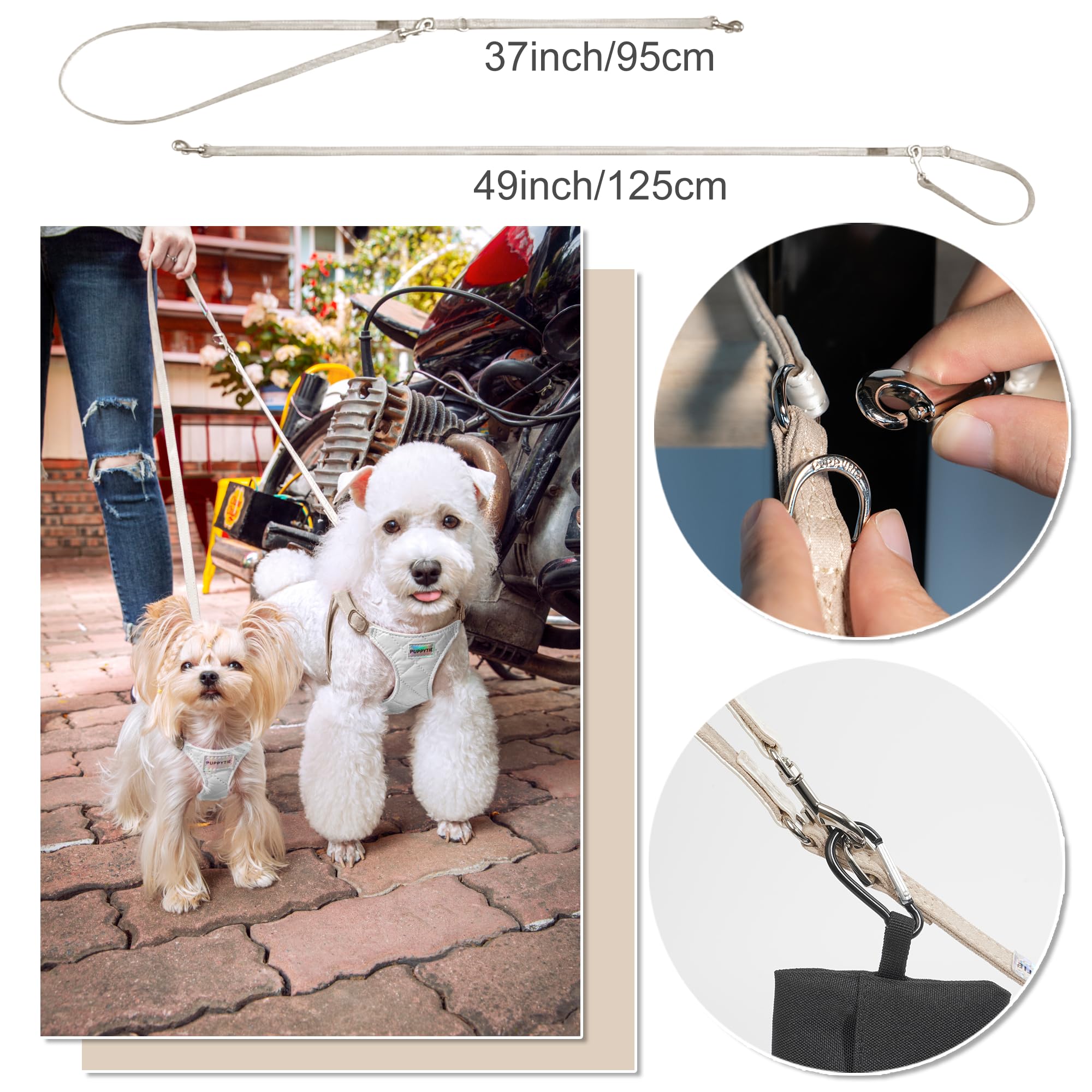 Hardware duradero de Puppytie resistente al agua y desgaste.