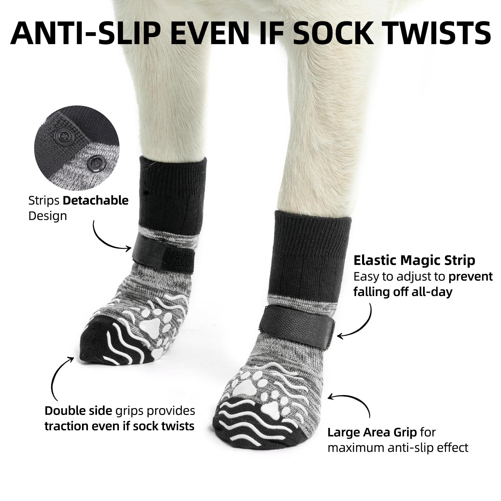 PUPTECK zapatillas para perros con suela de goma, protección de patas en suelos resbaladizos.