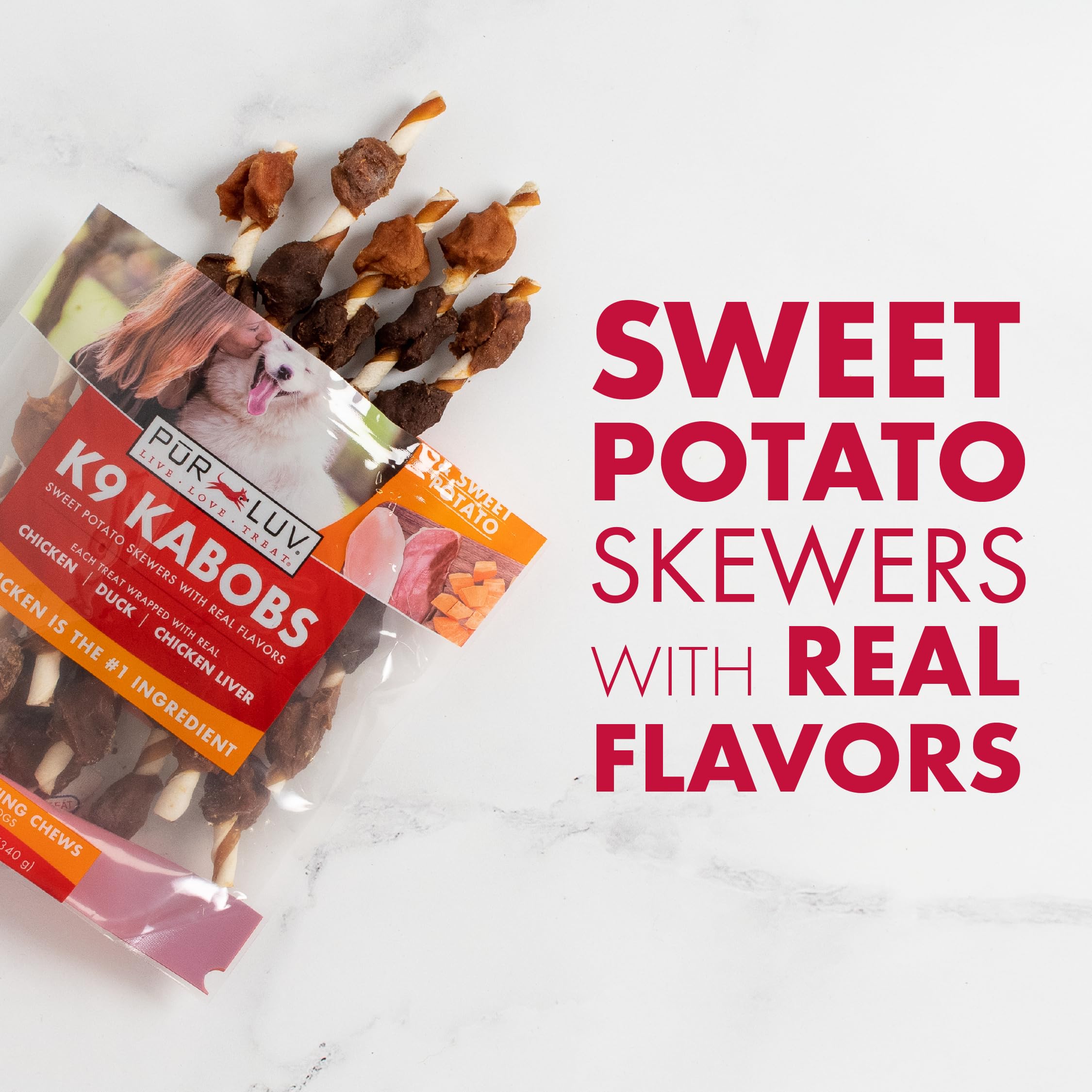 Pur Luv K9 Kabobs treat time promotes positive training rewards.