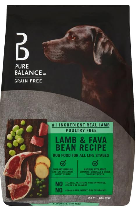 Pure Balance croquetas para perros con cordero y habas en bolsa, nutrición diaria.