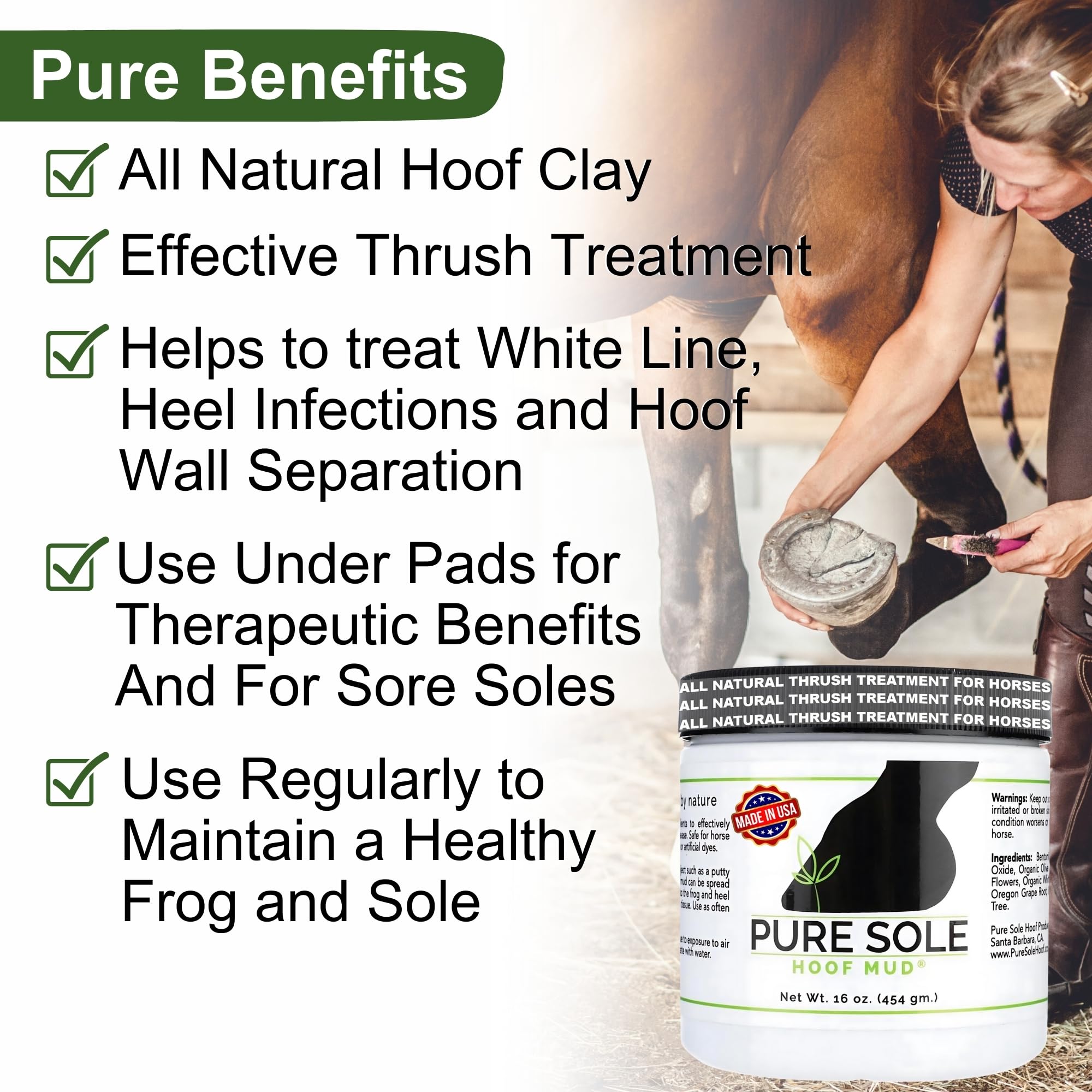 Pure Sole Hoof Mud barro antimicrobiano en pezuña para protección