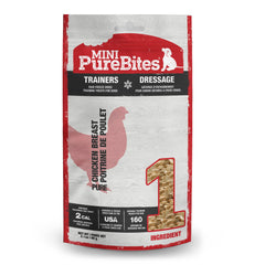 PureBites mini pechuga de pollo deshidratada, bolsa 2,1 oz, para entrenamiento.